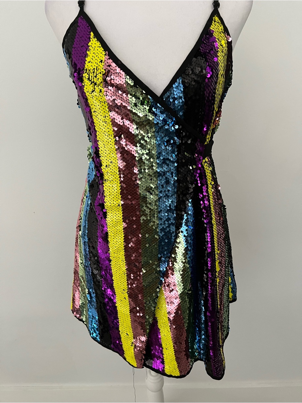 Missguided Multicolor Sequin Striped Slip Dress - Picture 2 of 5